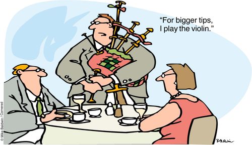 "For bigger tips I play the violin"