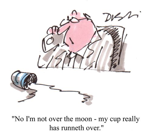 'No, I'm not over the moon - my cup really has runneth over.'
