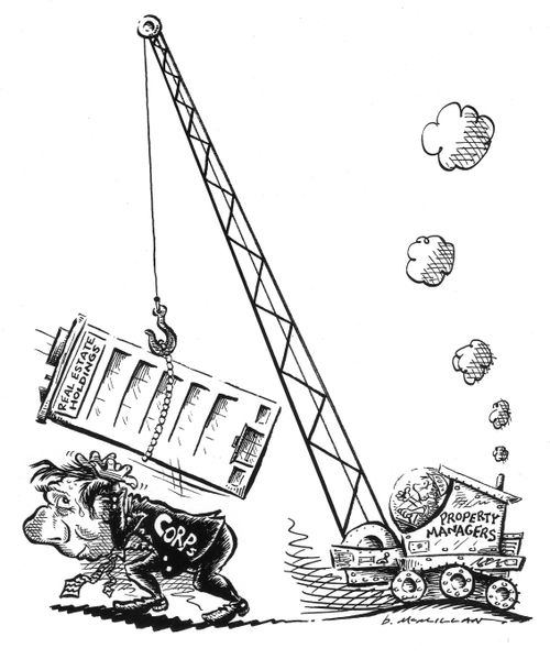 Property managers dangling the threat of real estate holdings over corporations.