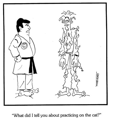 "What did I tell you about practicing on the cat?"