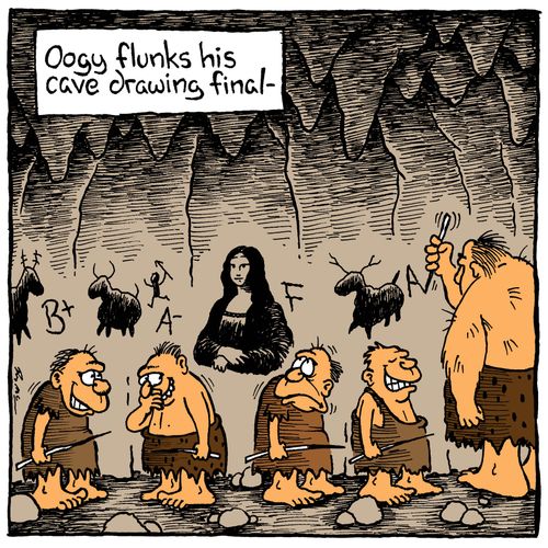 Oogy flunks his cave drawing final.