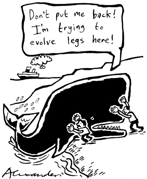 "Don't put me back!  I'm trying to evolve legs here!"