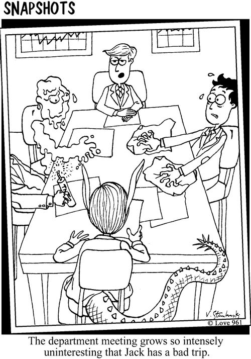 The department meeting grows so intensely uninteresting that Jack has a bad trip.