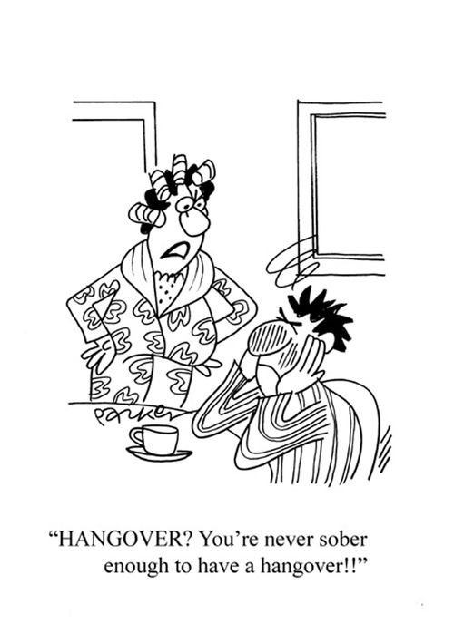 'HANGOVER? You're never sober enough to have a hangover!!'