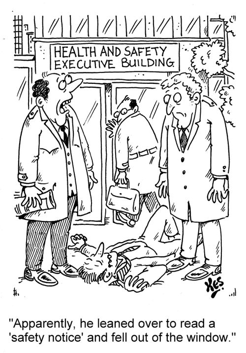 'Apparently, he leaned over to read a 'safety notice' and fell out of the window.'