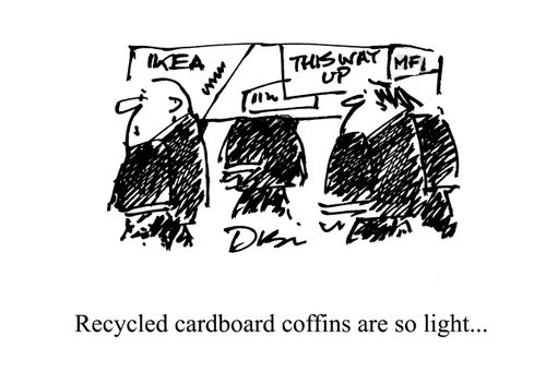 Recycled cardboard coffins are so light.