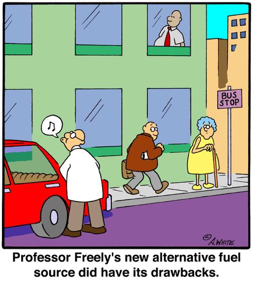 Professor Freely's new alternative fuel source did have its drawbacks.