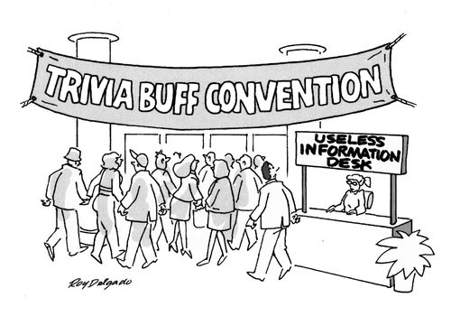 Useless information desk at trivia buff convention