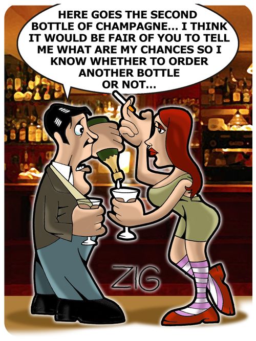 'Here goes the second bottle of champagne... I think it would be fair of You to tell me what are my chances so I know whether to order another bottle or not...'