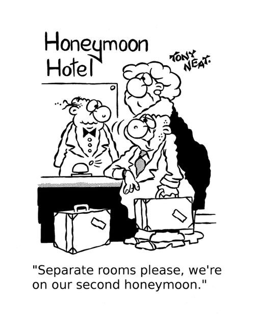 'Separate rooms please, we're on our second honeymoon.'