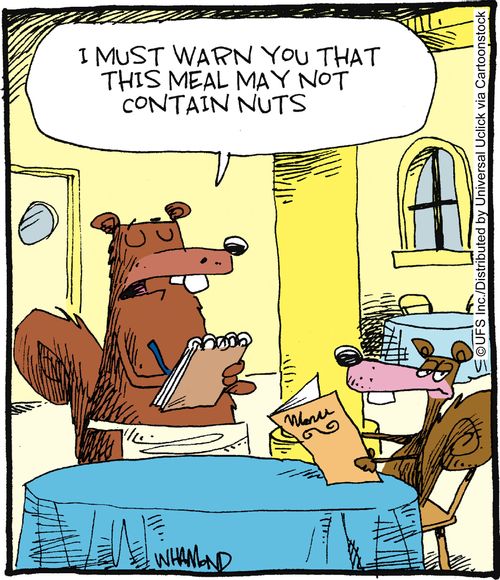 'I must warn you that this meal may not contain nuts.'