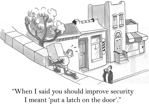 'When I said you should improve security I meant put a latch on the door.'