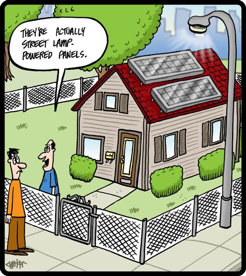'They're actually street lamp-powered panels.'