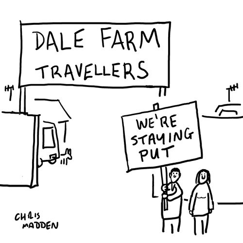 Travellers at the Dale Farm travellers site refusing to move.