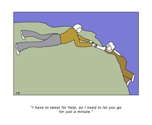 'I have to tweet for help, so I need to let you go for just a minute.'