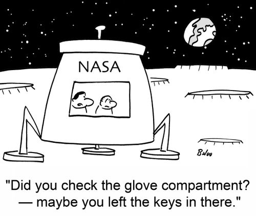 'Did you check the glove compartment? -- maybe you left the keys in there.'