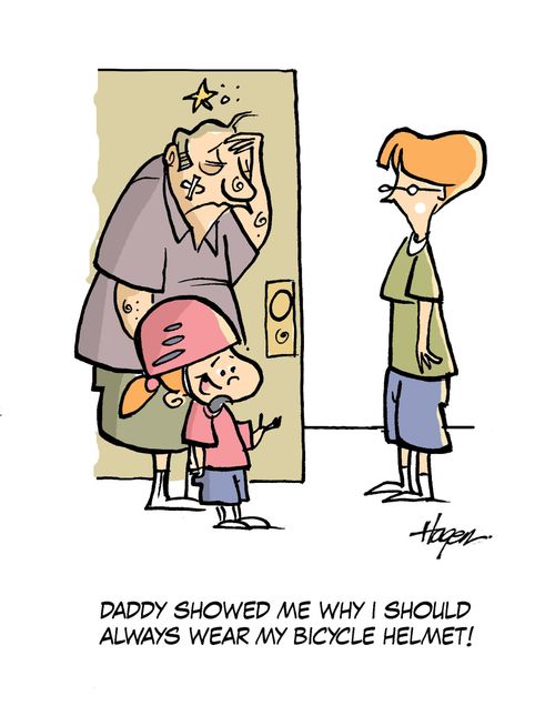 Daddy showed me why I should always wear my bicycle helmet!