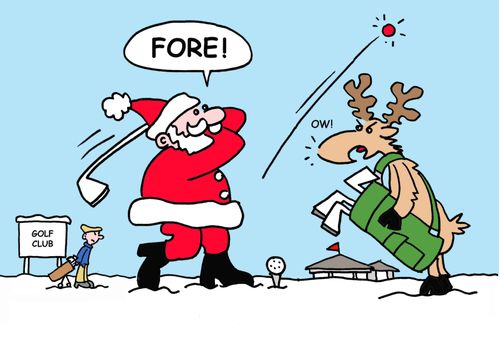 Father Christmas Playing Golf.
