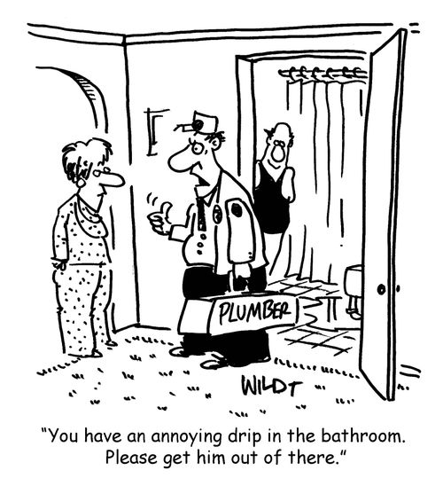 'You have an annoying drip in the bathroom. Please get him out of there.'