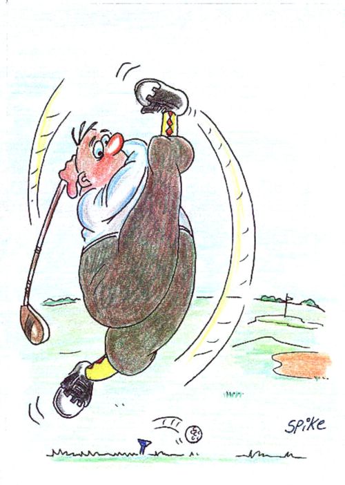 Golfer missing his shot.