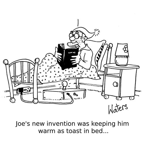 Joe's new invention was keeping him warm as toast in bed...