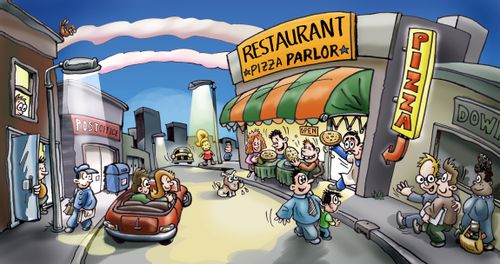 The Pizza Parlor in town.