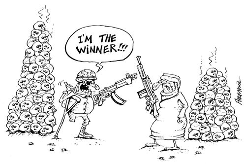 'I'm the winner!' (piles of skulls)