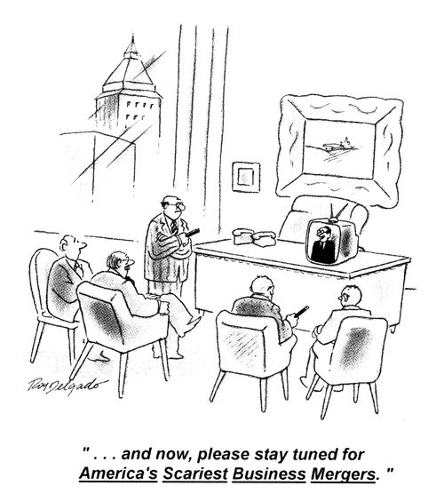 '...and now, please stay tuned for America's Scariest Business Mergers.'