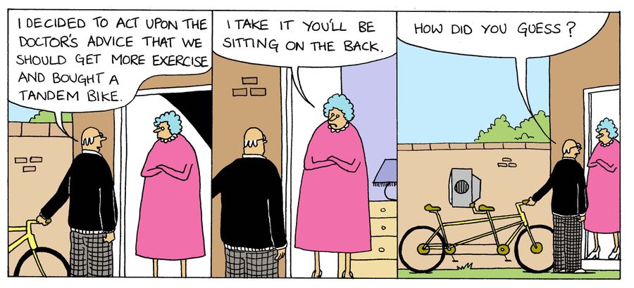 Tandem with TV on the back.