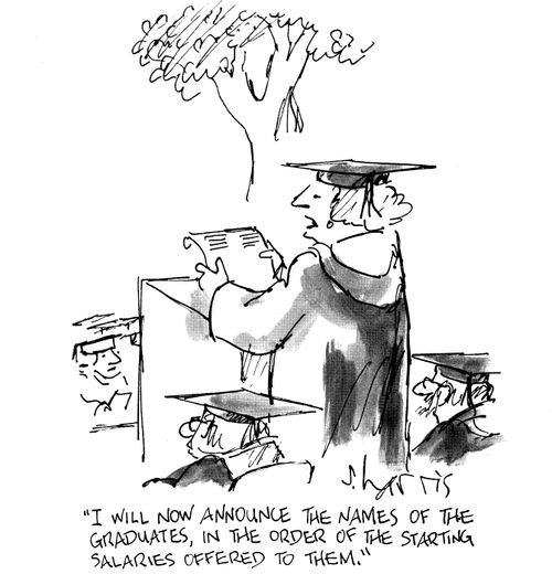 I will now announce the names of the graduates, in the order of the starting salaries offered to them.