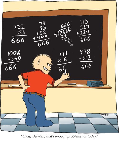 'Okay, Damien, that's enough problems for today.'
