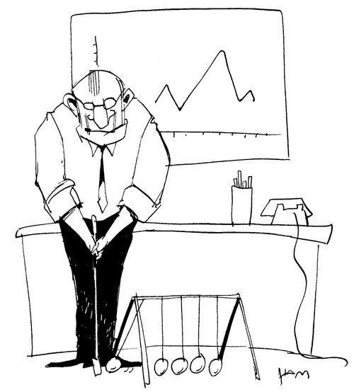 Executive golf with Newton's cradle
