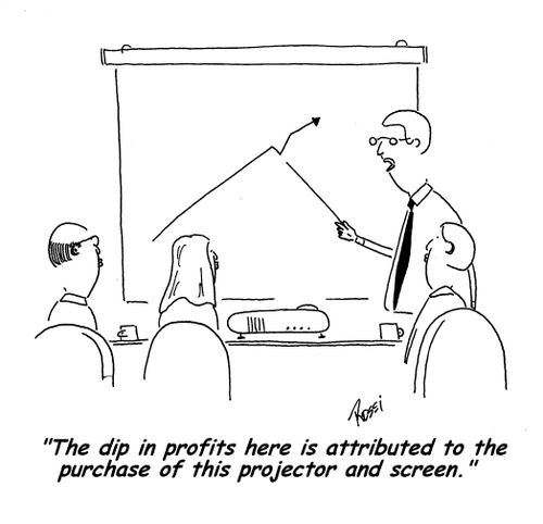 'The dip in profits here is attributed to the purchase of this projector and screen.'
