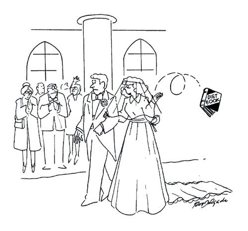 Bride throwing diet book away
