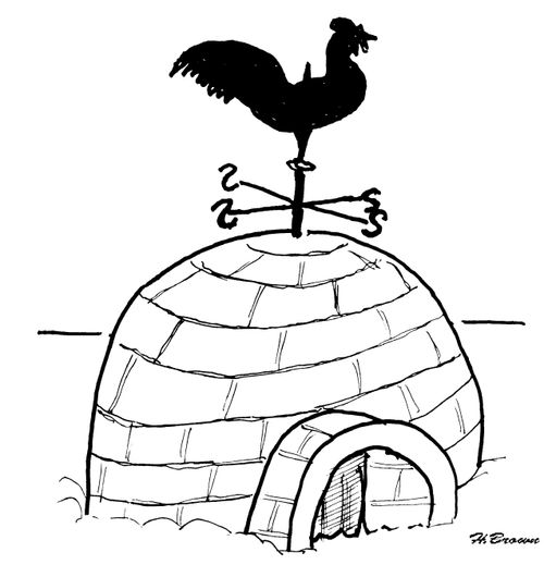 Igloo with weather vane.