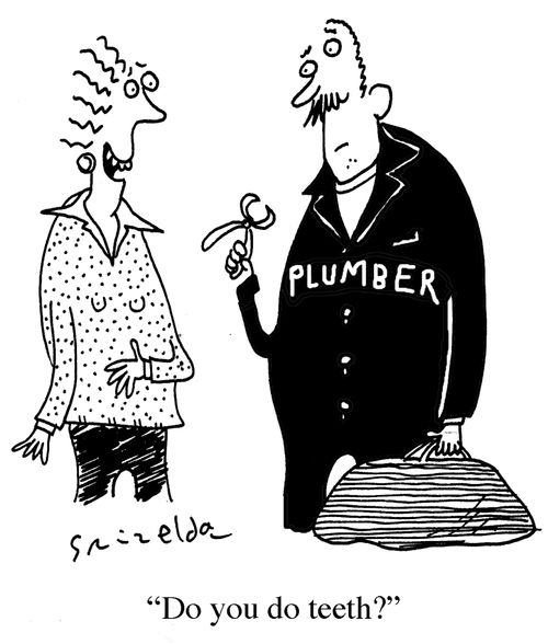 Woman to Plumber - 'Do you do teeth?'
