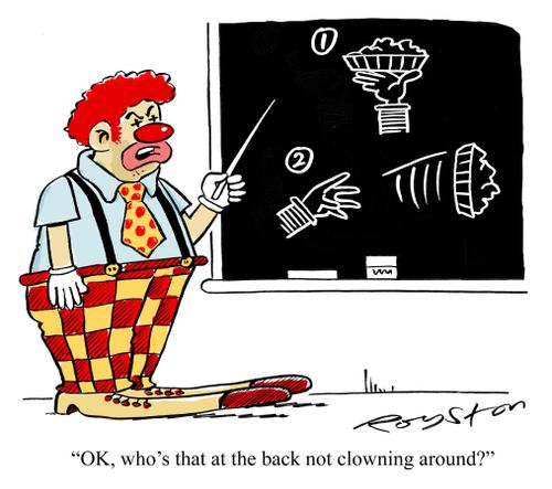 'OK, who's that at the back not clowning around?'