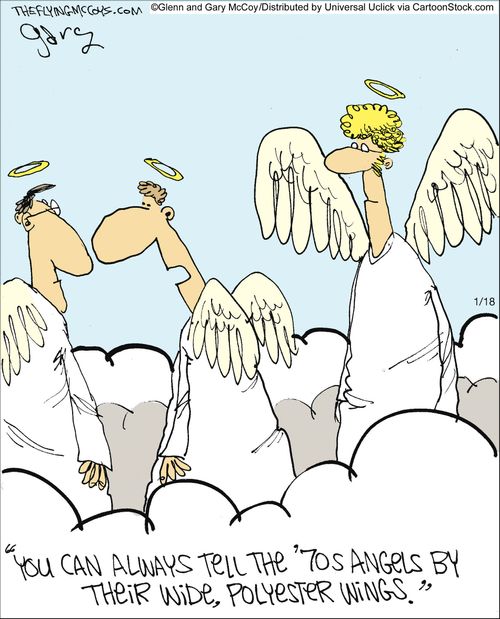'You can always tell the '70s angels by their wide, polyester wings,'