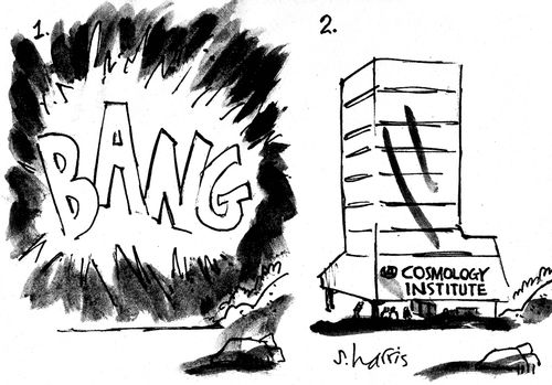 'BANG' and a cosmology institute appears.