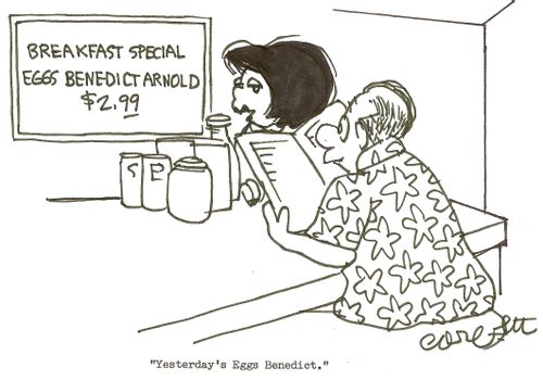 Breakfast special: Eggs Benedict Arnold, $2.99: 'Yesterday's Eggs Benedict'