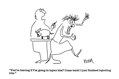 'You're leaving if I'm going to inject him?...