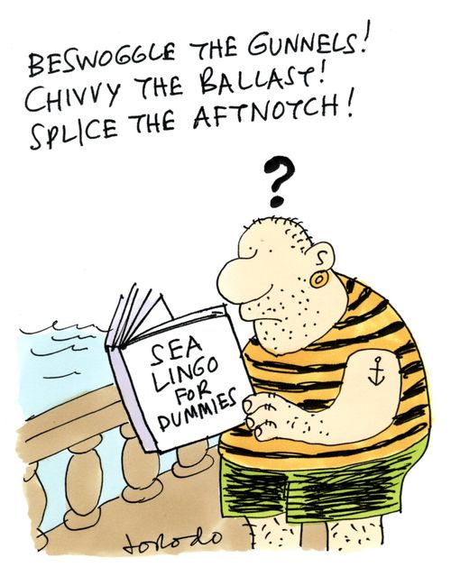 Puzzled sailor consults 'Sea Lingo for Dummies'