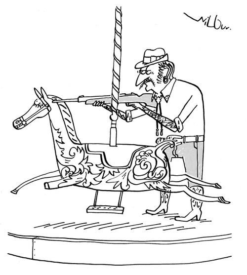 Hunter putting down a flying horse.