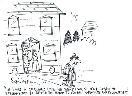 'He had a charmed life. He went from student loans to hiring bonus to retention bonus to Golden parachute and social security.'