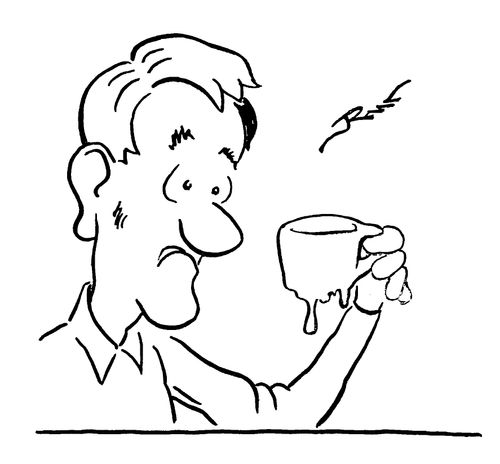 Man with melted cup