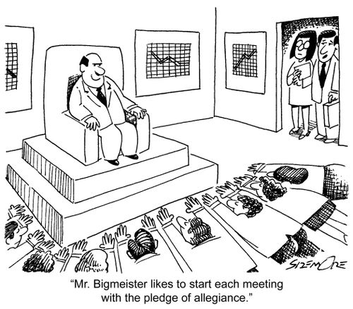 'Mr. Bigmeister likes to start each meeting with the pledge of allegiance.'