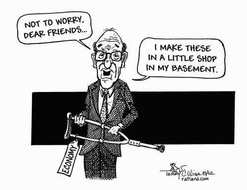 Economy Crutch - 'Not to worry dear friends....I make these in a little shop in my basement.'