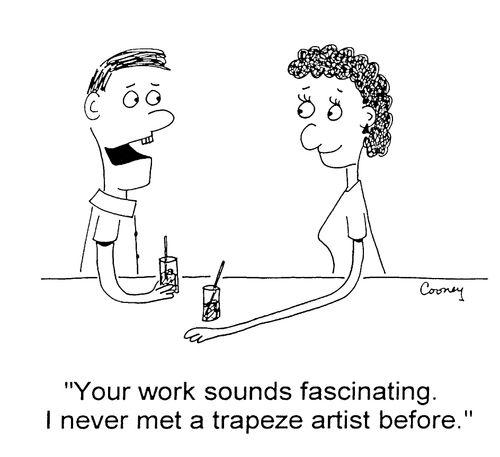 Trapeze artist with very long arms