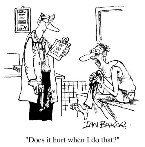 "Does it hurt when I do that?"