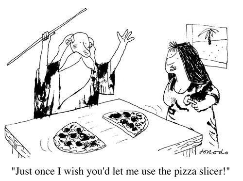 The parting of the pizza